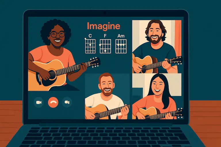 Guitariste en masterclass jouant avec émotion