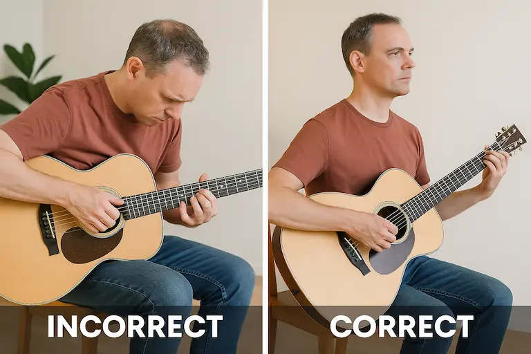 Éviter erreurs posture main gauche guitare