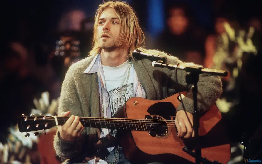Kurt Cobain jouant About a Girl lors de MTV Unplugged