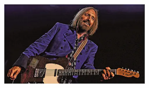 Tom Petty jouant Free Fallin' guitare avec sa Telecaster