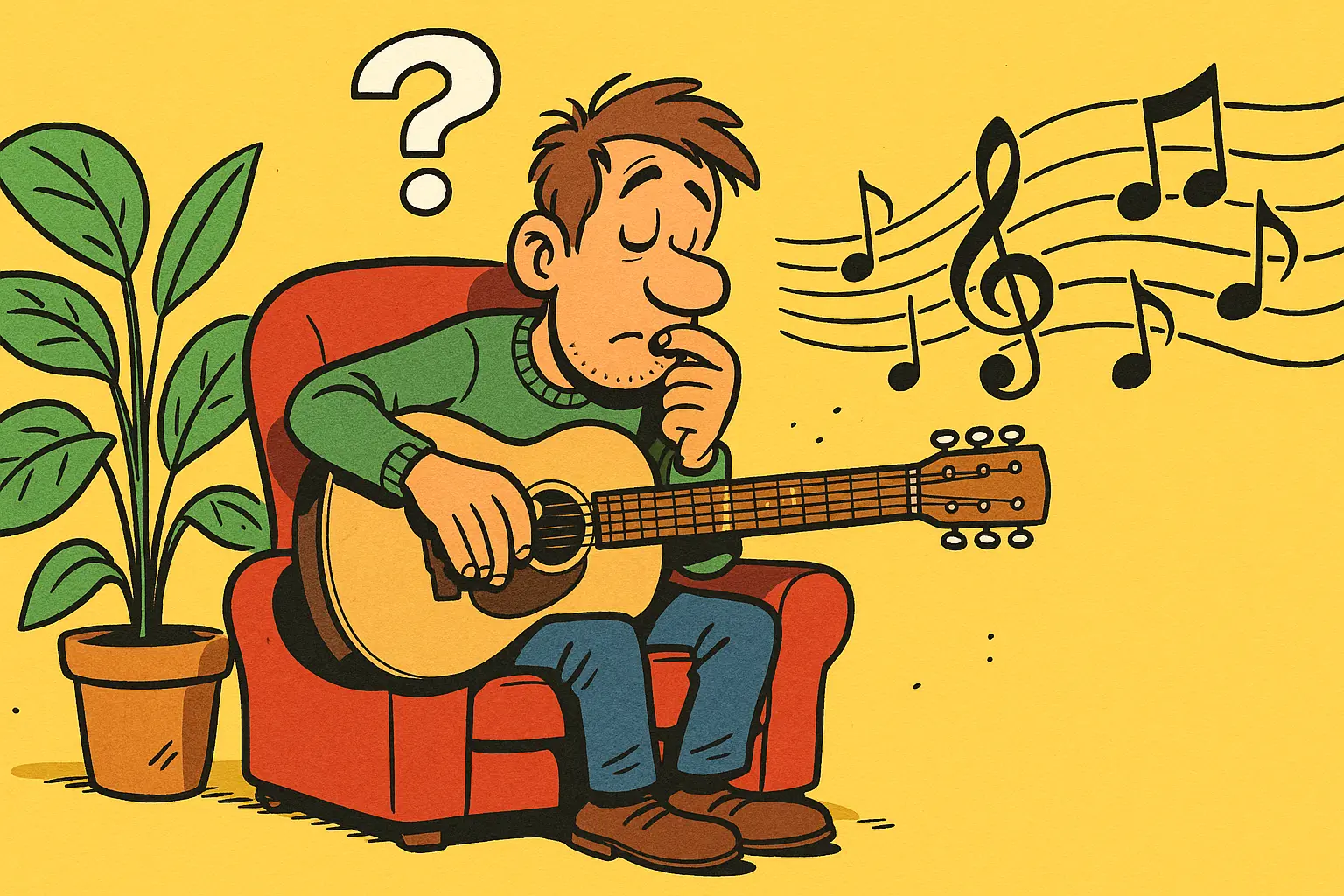 Guitariste jouant une chanson facile pour guitare