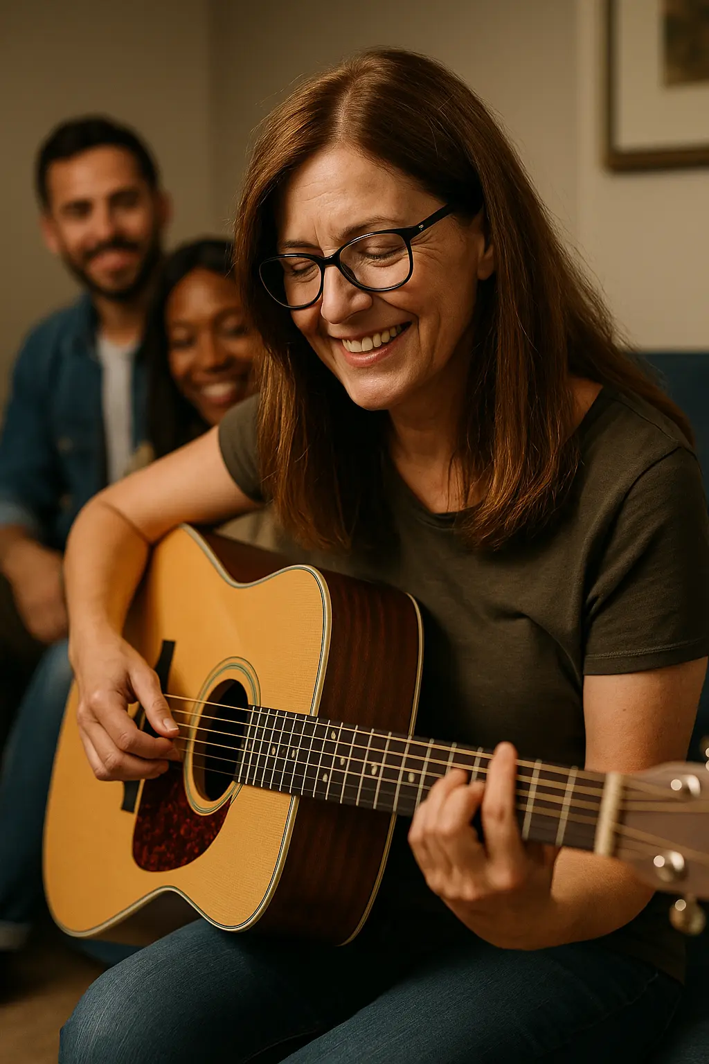 Emma jouant Thank You sur sa guitare acoustique