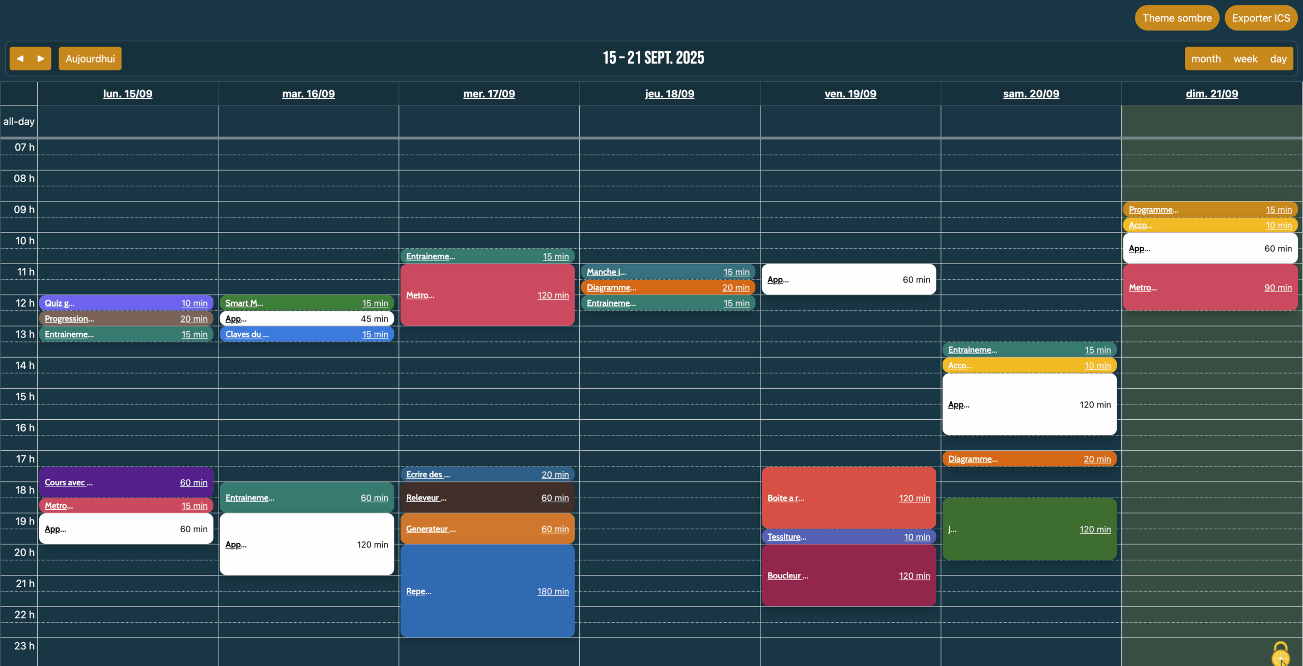 Planning d’entraînement guitare en ligne — aperçu de l’interface
