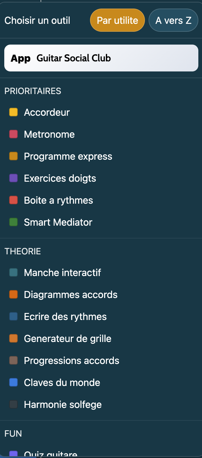 Menu du planner — aperçu 2