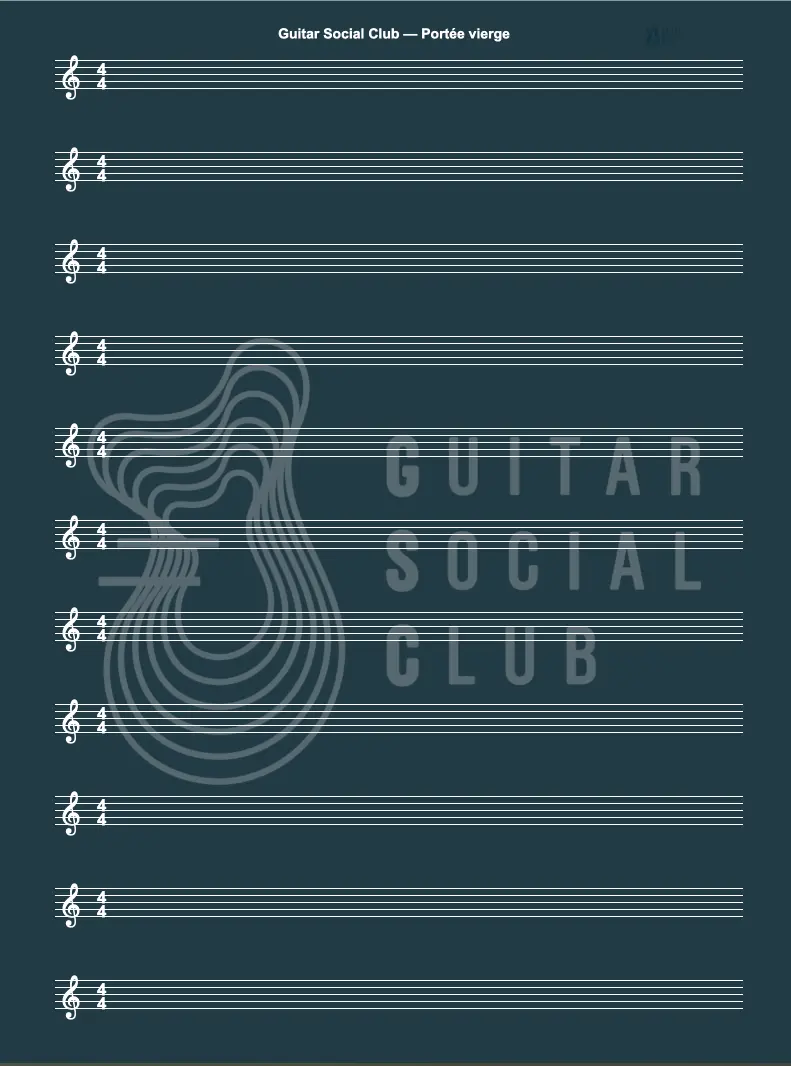 Exemple de portée vierge : clé, chiffrage, systèmes et marges optimisés