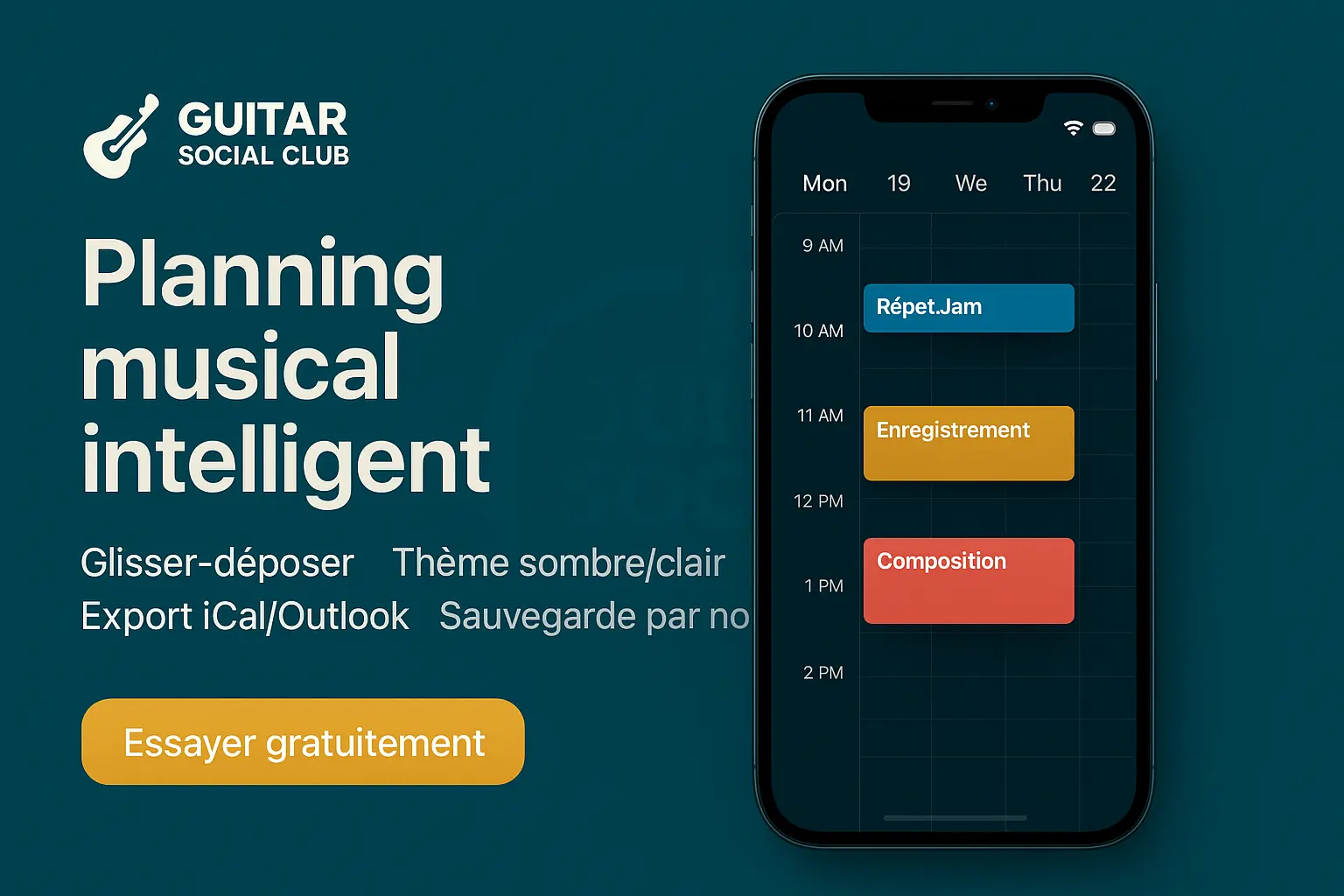Menu du planner — aperçu 1