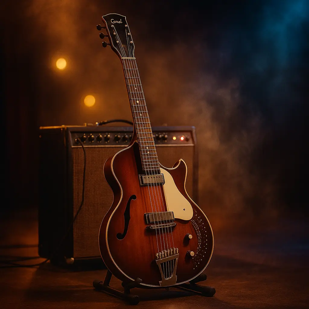 Guitare sitar accordage : modèle electric sitar Danelectro/Coral avec cordes sympathiques et chevalet jawari
