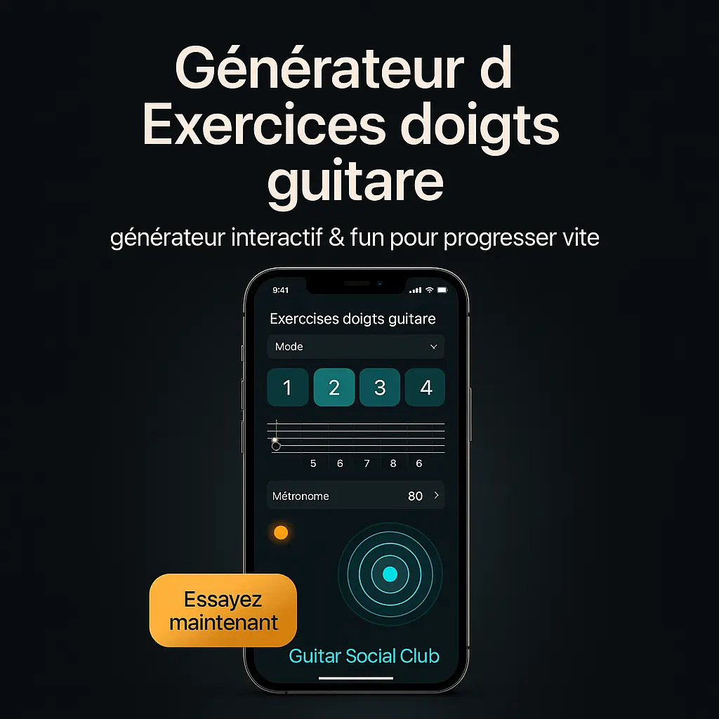 Générateur d’exercices doigts guitare