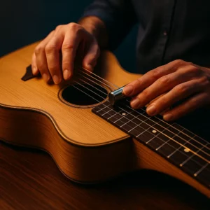 Guitare Weissenborn en Open C6 avec barre de slide sur la 7e frette, ambiance jazz hawaïenne
