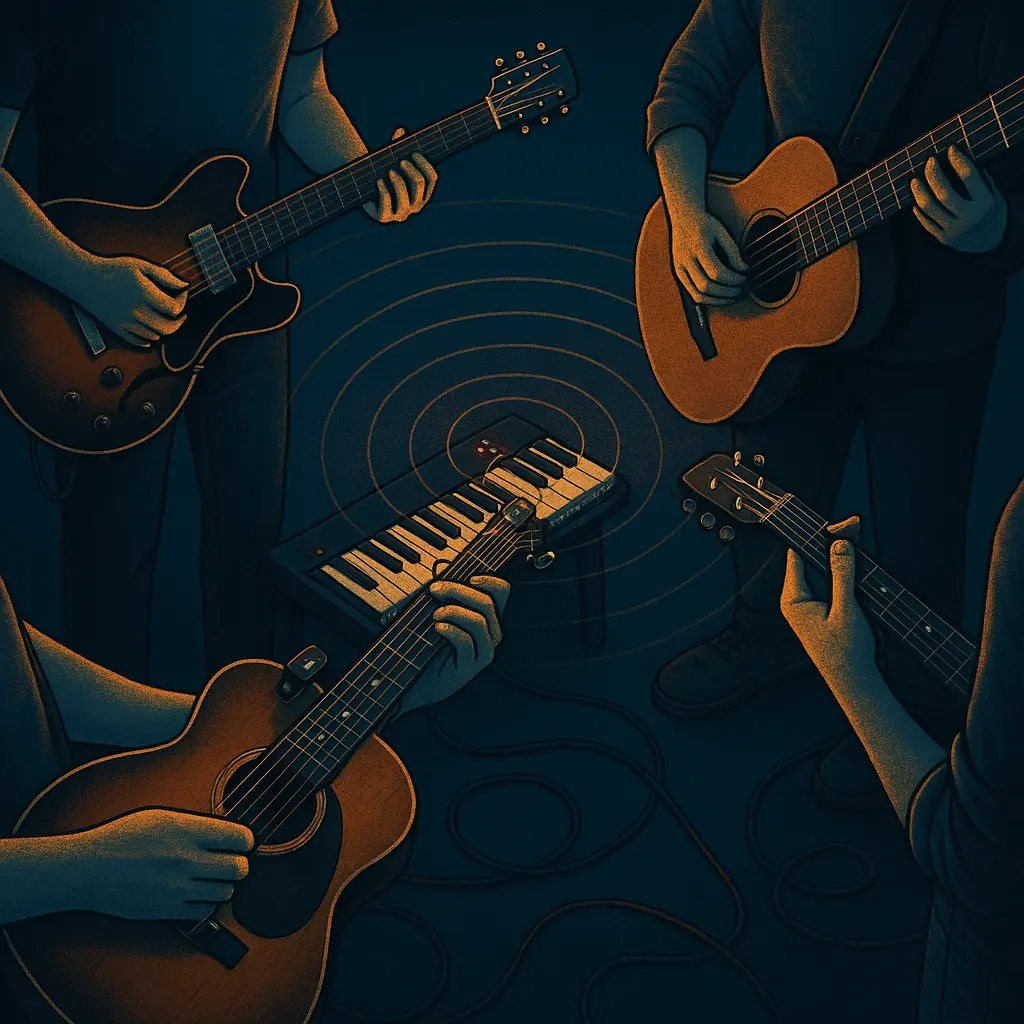 S’accorder en groupe avant un concert : écoute, accordeur commun et cohérence live