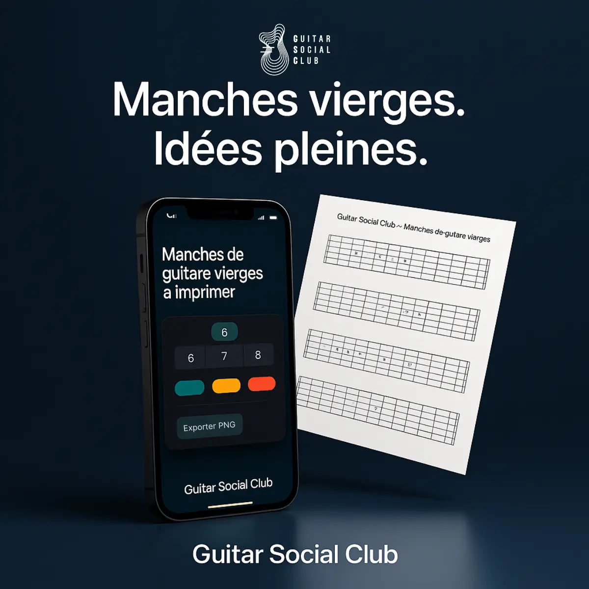 Manche de guitare vierge à imprimer