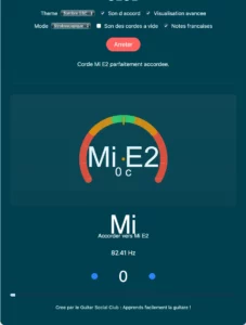 La nouvelle interface logicielle de l'accordeur Guitar Social Club