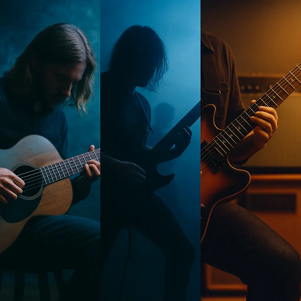 Réglages d’accordage pour guitare baryton : standard Si, open, drop et open C