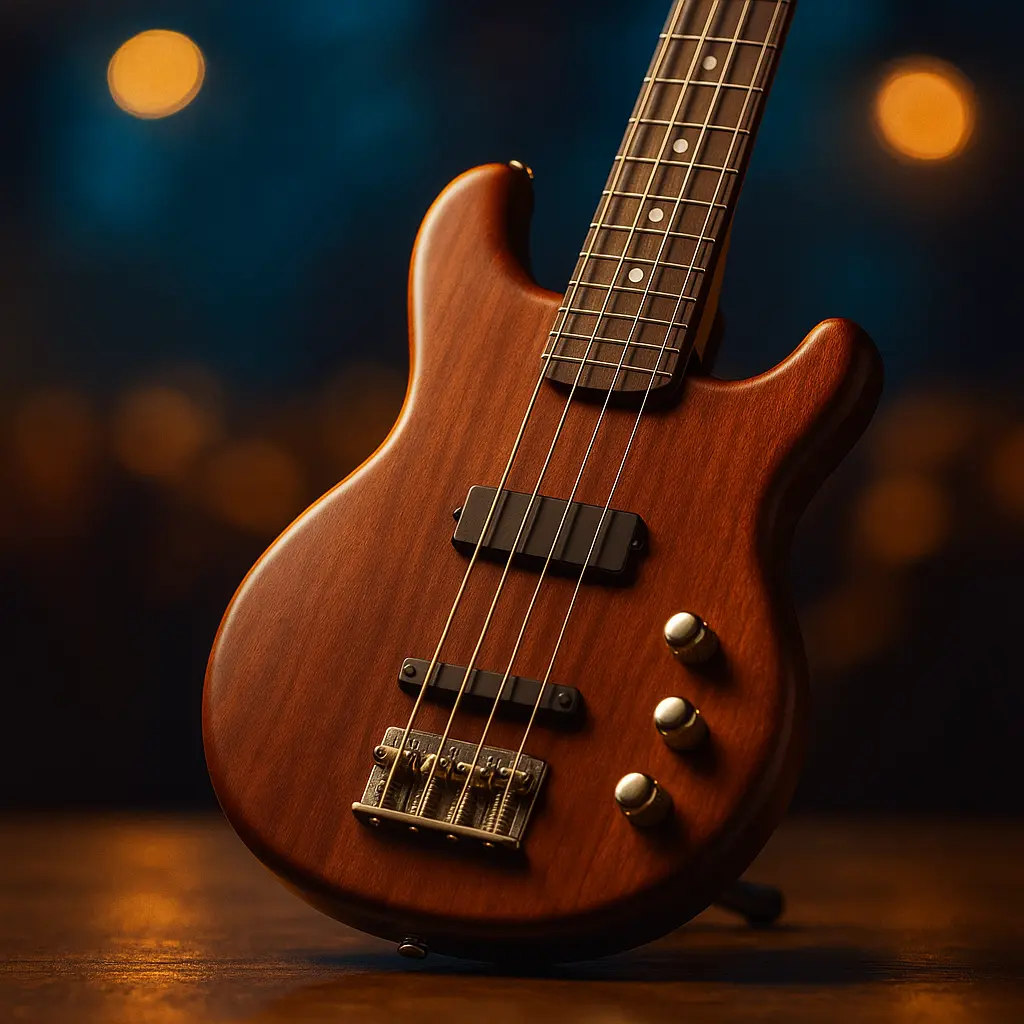 Basse piccolo moderne : quatre cordes E A D G à l’octave supérieure, timbre clair