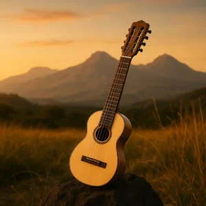 Charango à dix cordes dans la lumière dorée des Andes