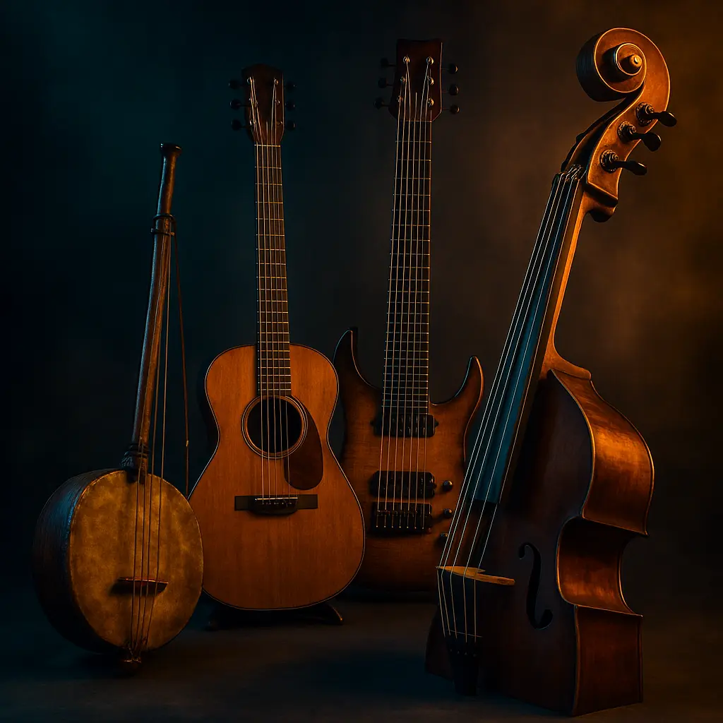 Panorama des cordes graves : luths africains, guitares baryton, basses étendues