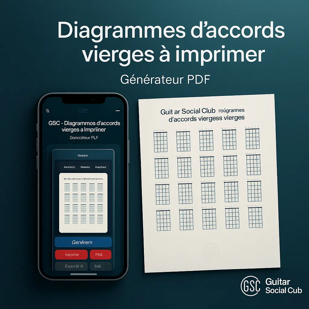 Exemple de page avec plusieurs diagrammes d’accords vierges