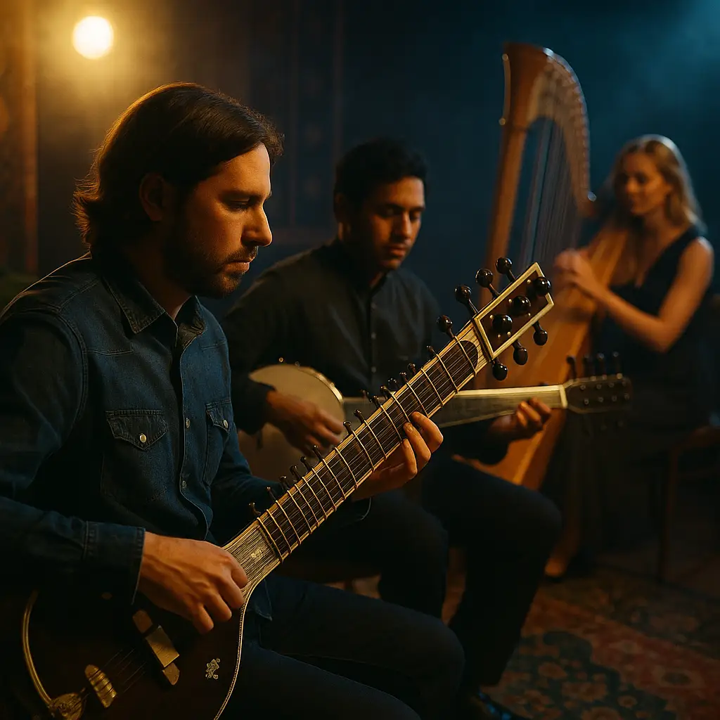 Guitare-harpe, guitare sitar et sarod : cordes sympathiques et résonance étendue