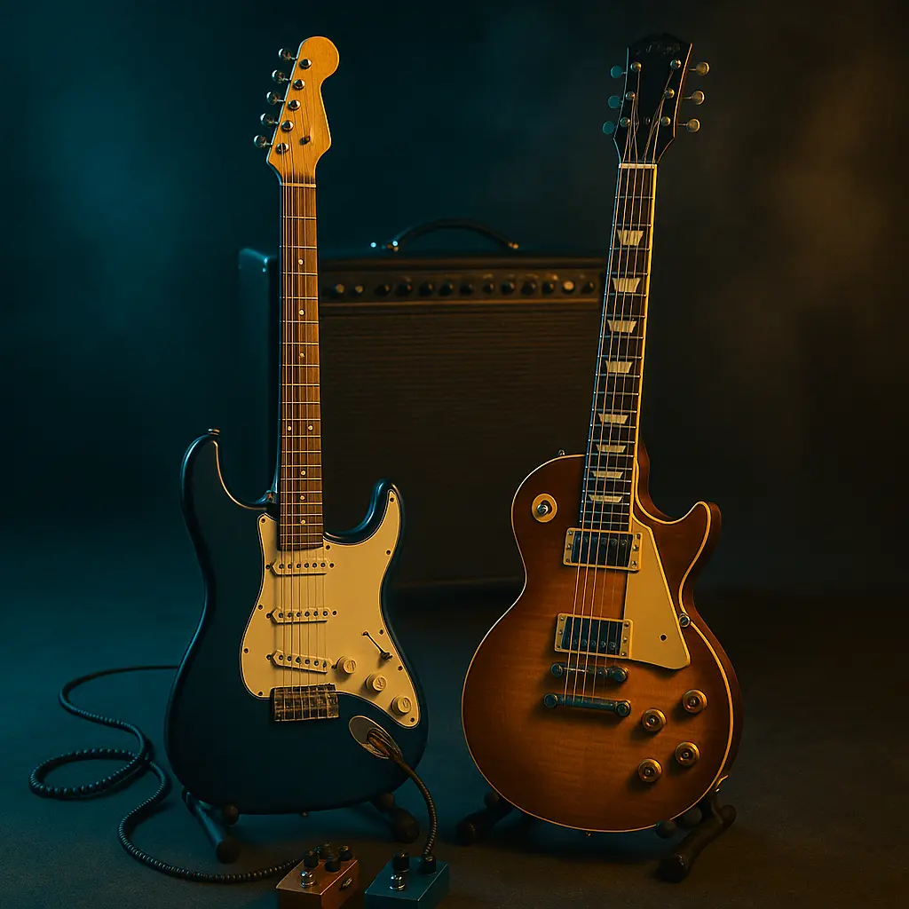 Icônes du Mi♭ standard : Hendrix, SRV, Slash — feeling, sustain, expressivité