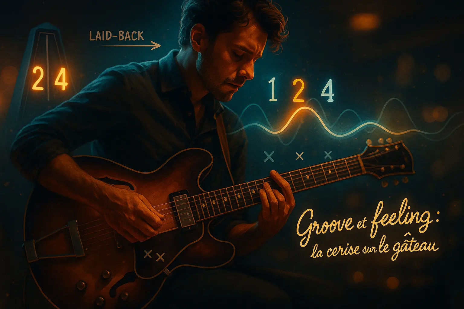 Exemples de placement rythmique : en retard, en place, en avance