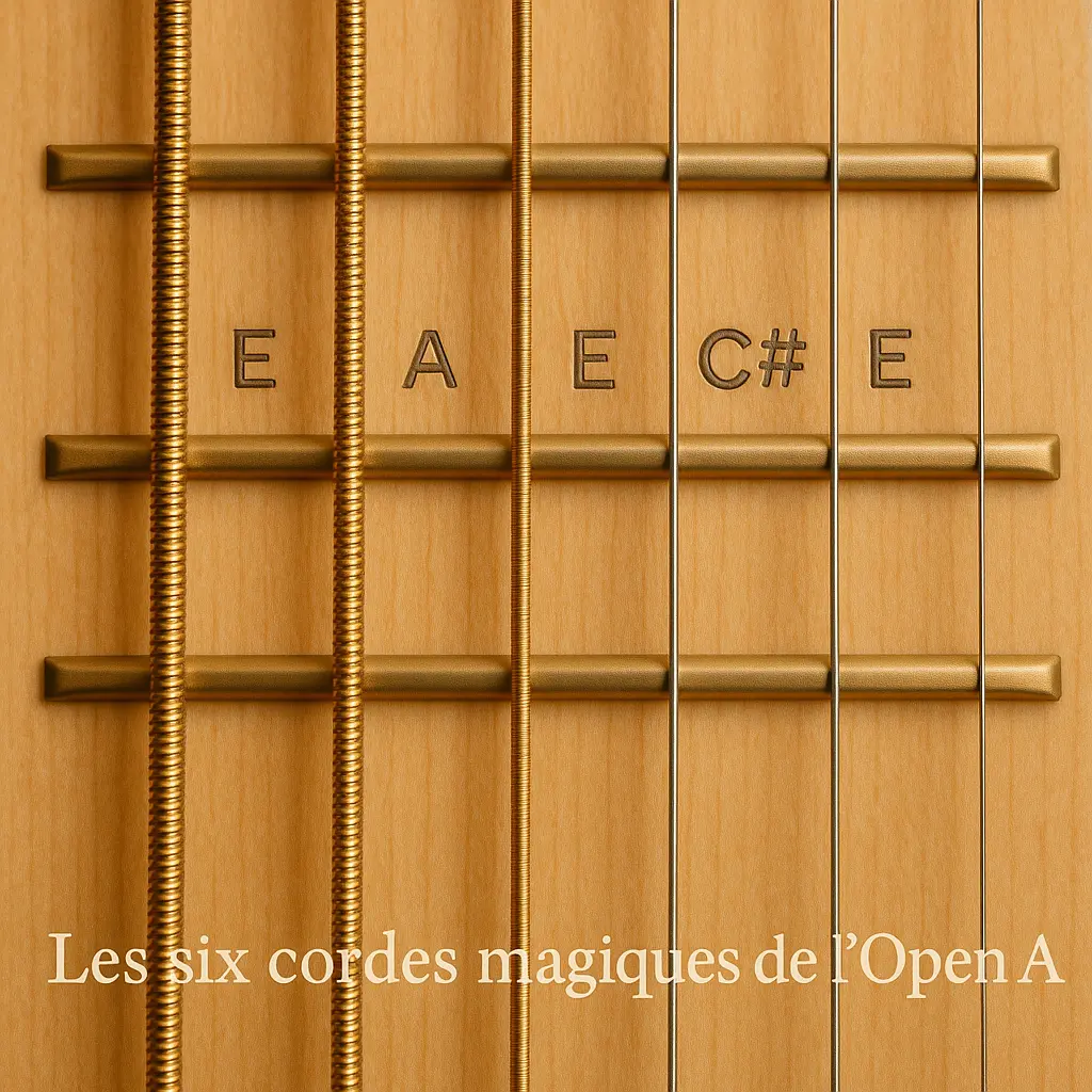 Manche de guitare en Open A : E A E A C# E