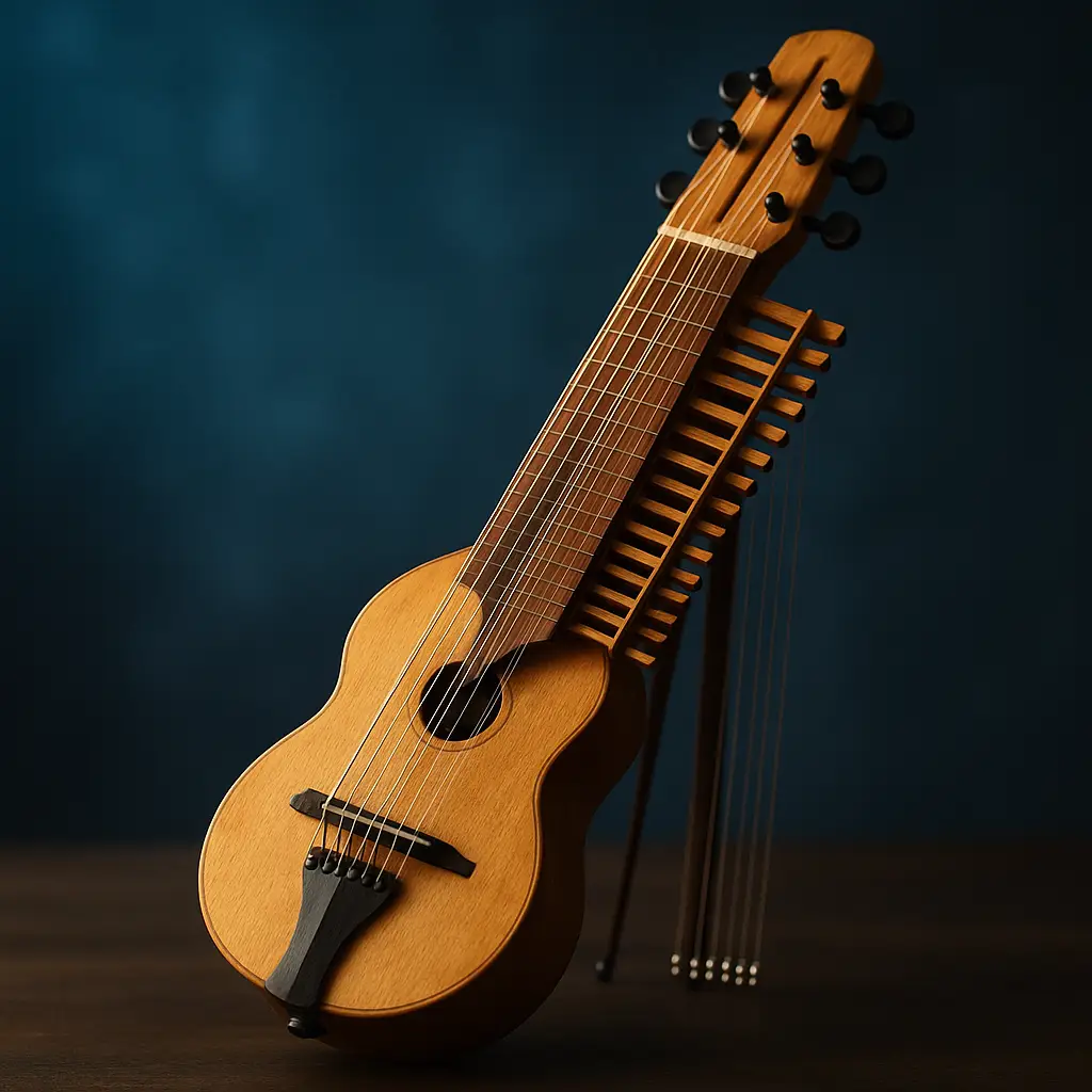 Nyckelharpa accordage : vièle à touches suédoise avec 16 cordes et 37 clés