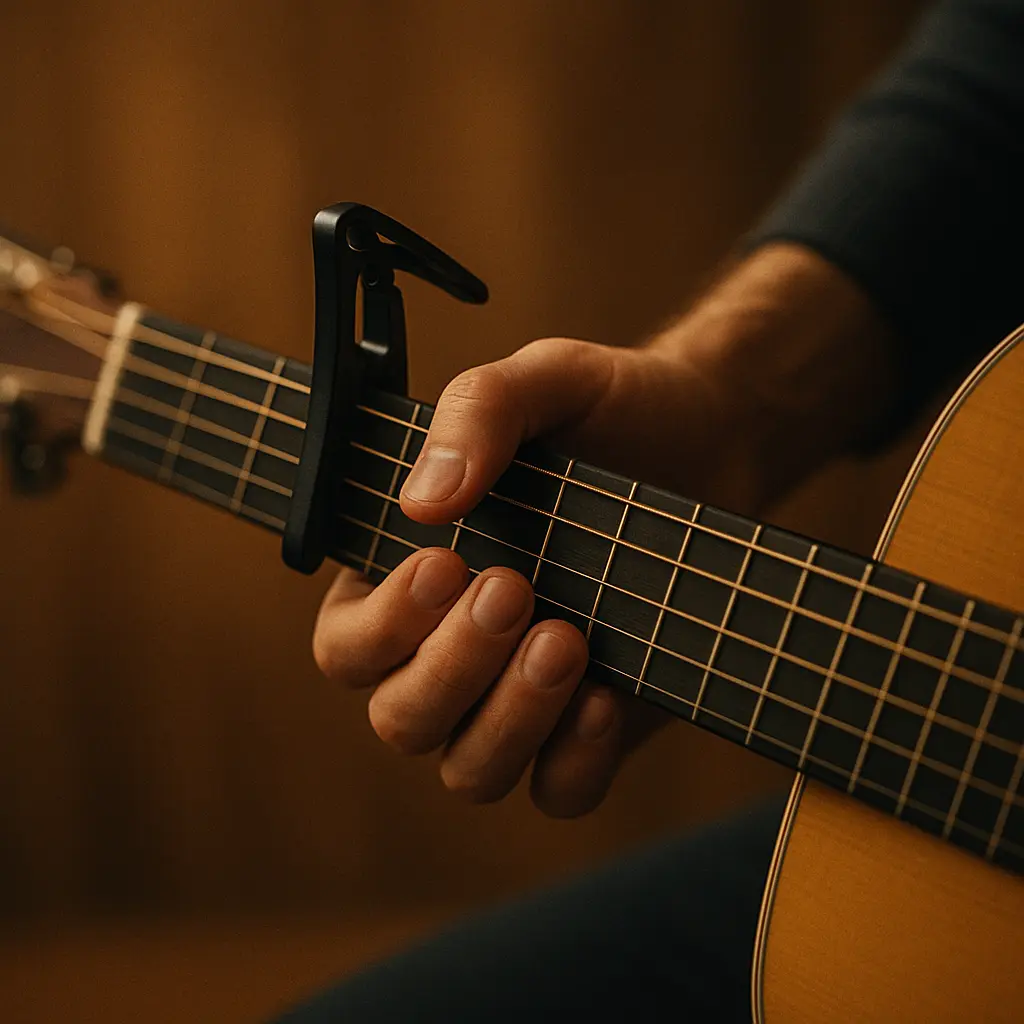 Capodastre en case 3 pour transformer l’Open G mineur en B♭ mineur