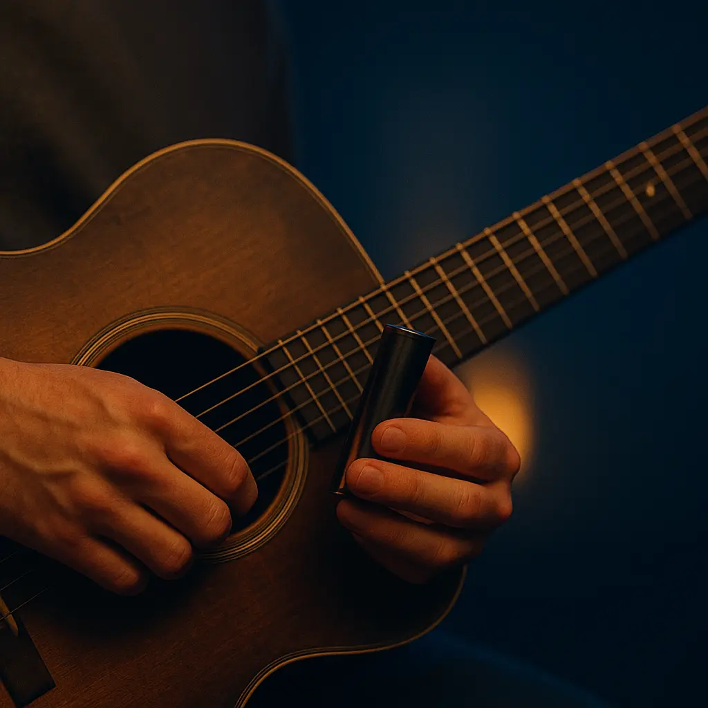 Open G mineur guitare : accordage D G D G B♭ D, slide intimiste et ambiance blues