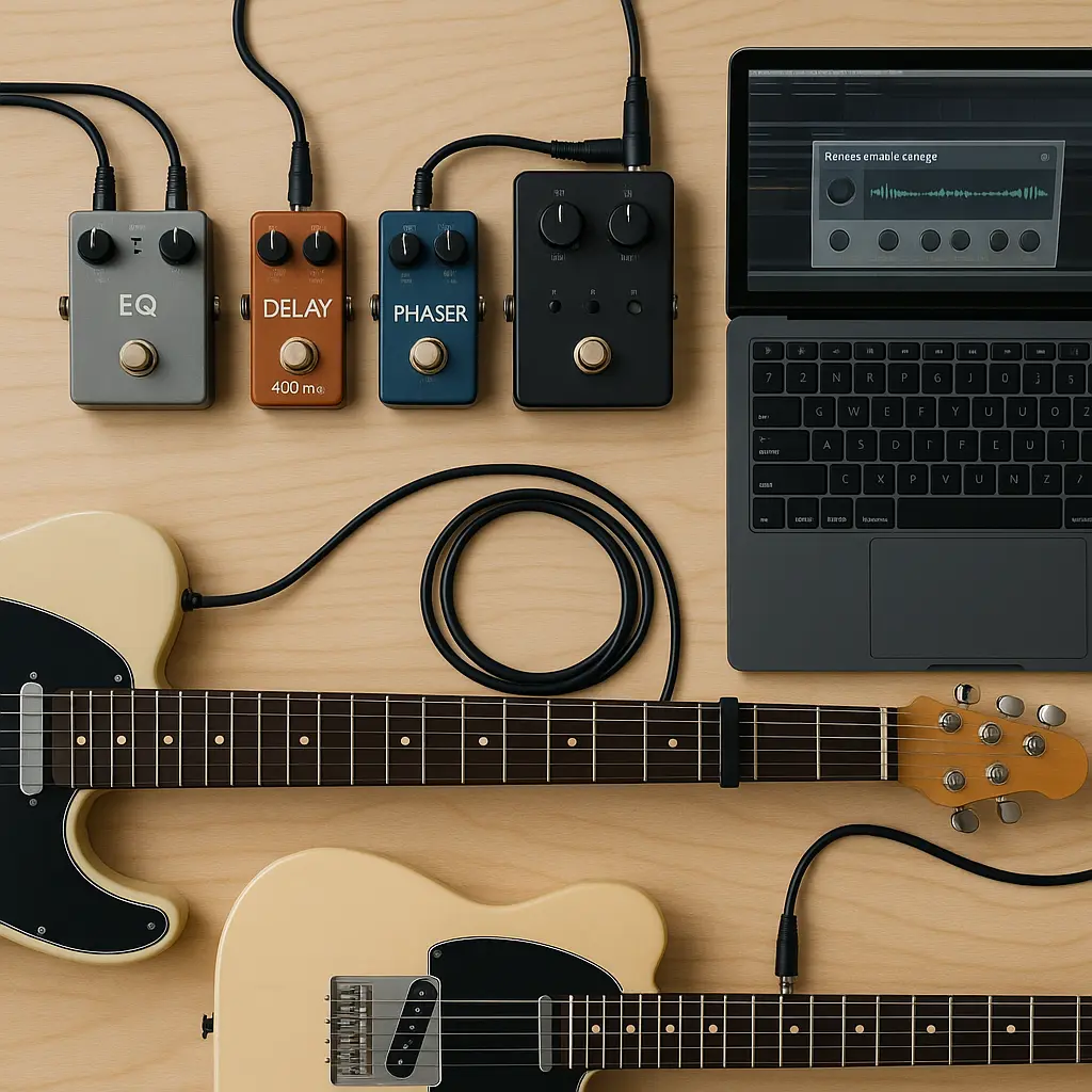 Recréer un son de guitare sitar : open tuning, EQ aigu, delay lent, phaser, reverb modulée