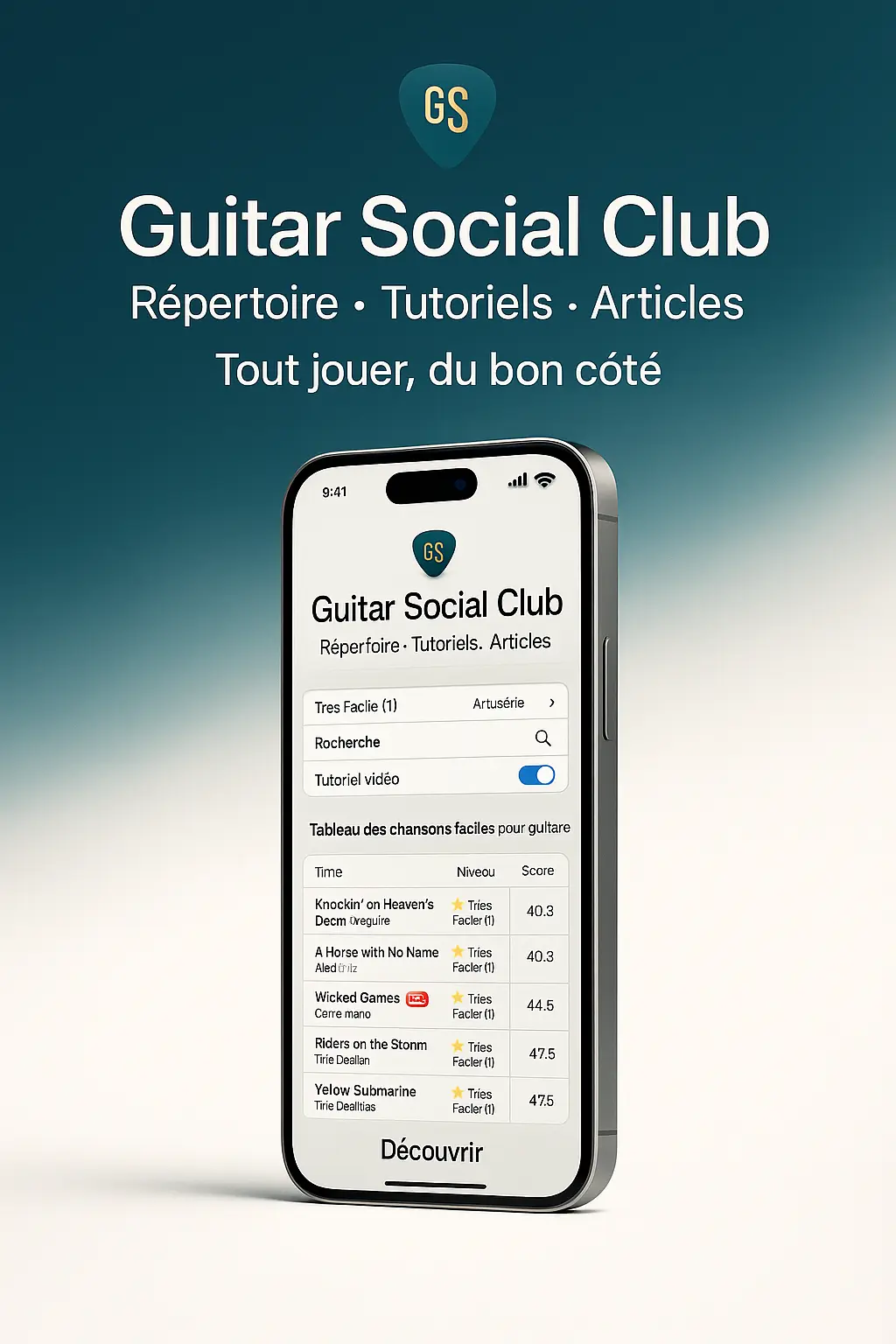 Chansons faciles guitare avec Guitar Social Club