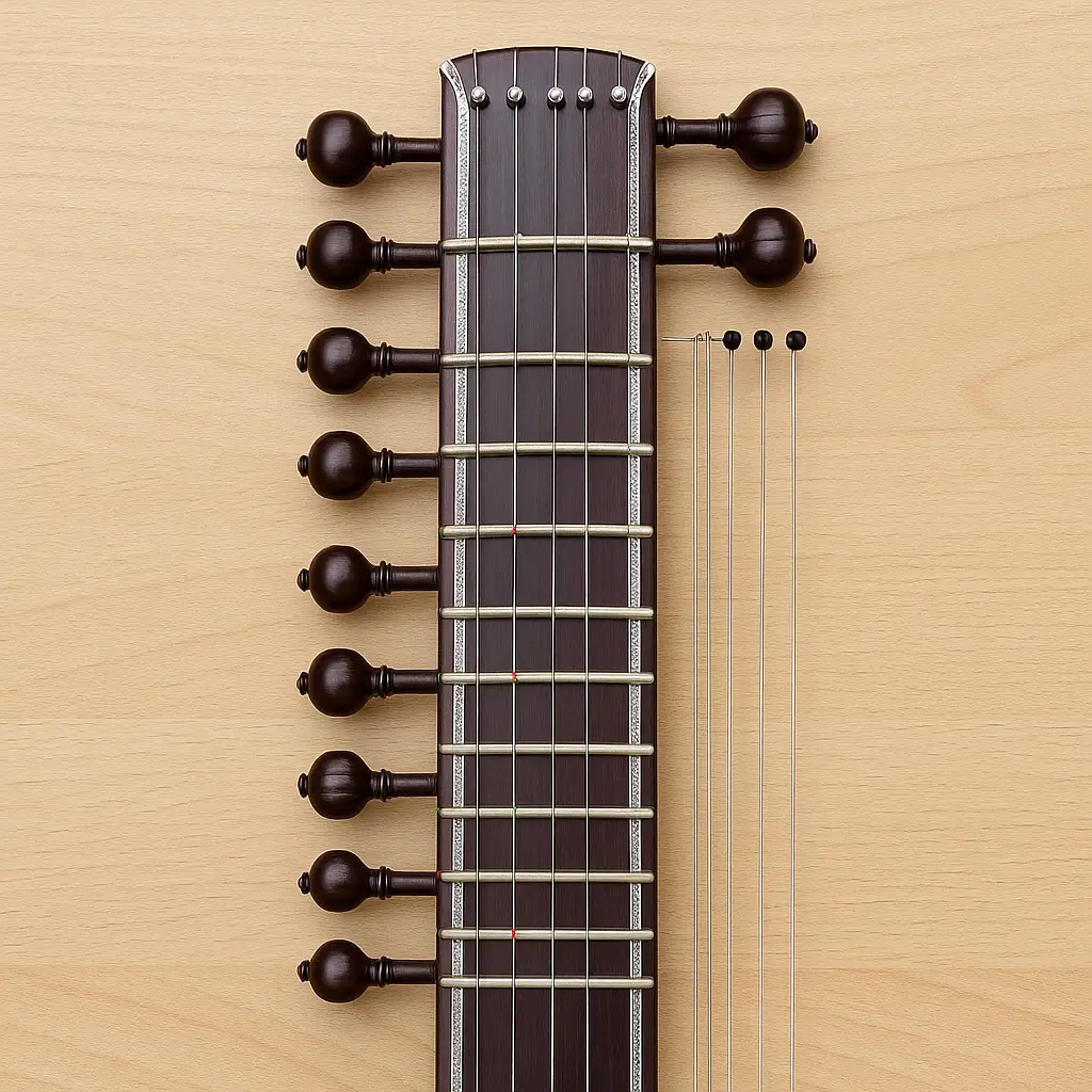 Accorder un sitar : repères Sa et Pa, chevilles, ajustement des cordes sympathiques