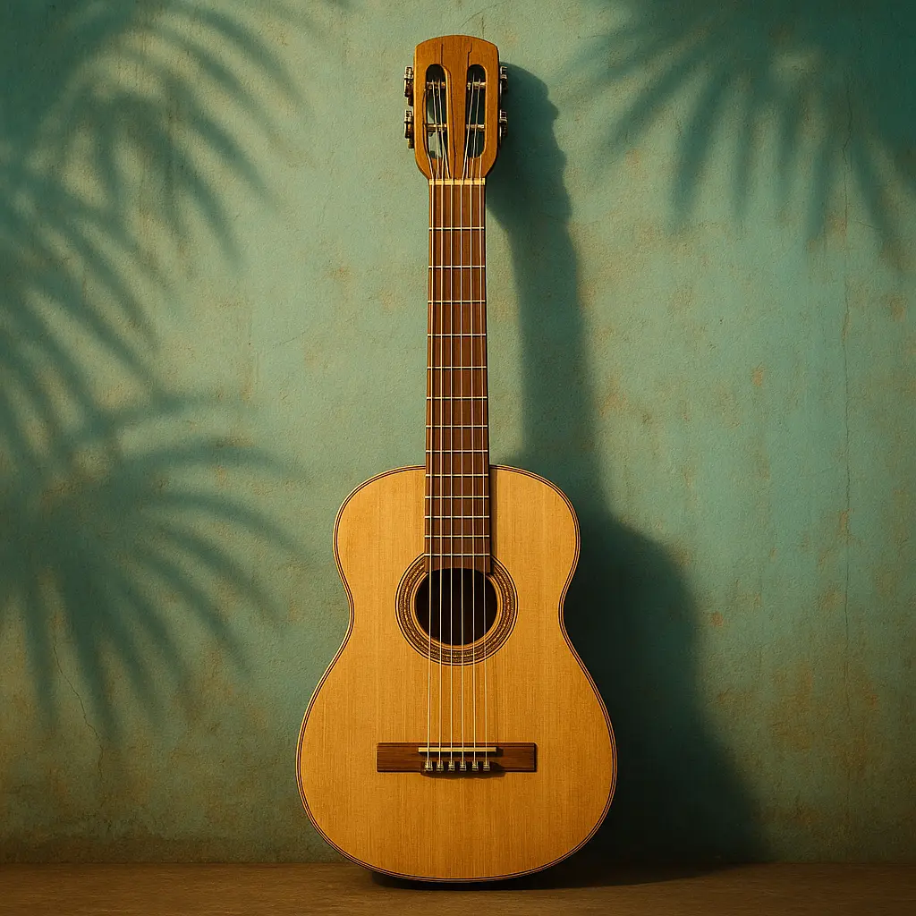 Instrument traditionnel cubain à trois chœurs doublés, jeu percussif et syncopé