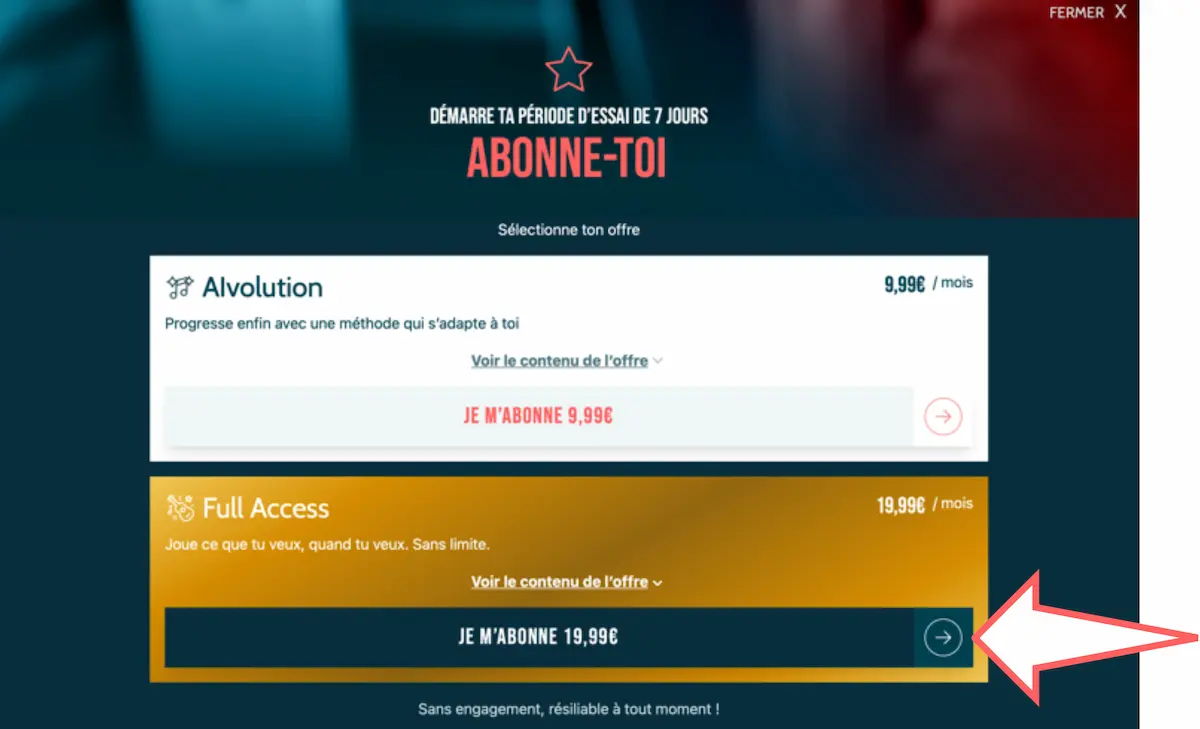 Offres tarifaires du dossier produit application guitare Guitar Social Club