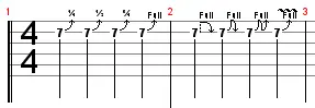 Exemple réel de bend en tablature